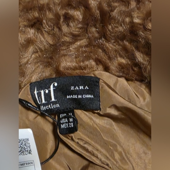 ZARA  try Collection faux fur brown women's coat Sz. Medium $60 NWT - Picture 6 of 10